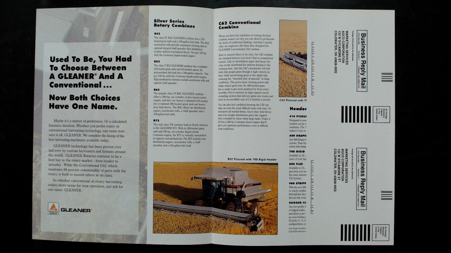 Gleaner Silver Series Rotary Combines Brochure Vintage AGCO Agriculture