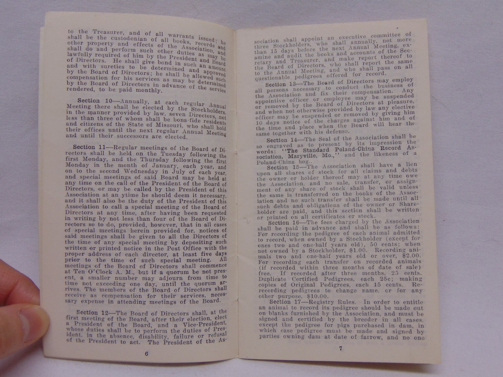 VINTAGE FARM BOOKLET CONSTITUTION & BY LAWS OF STANDARD POLAND-CHINA ASSOCIATION