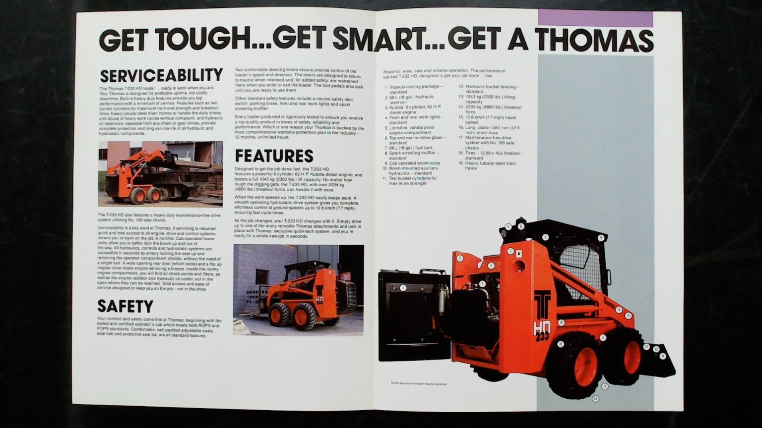 Thomas T-233 HD Skid-Steer Loader Brochure 1990 Agriculture
