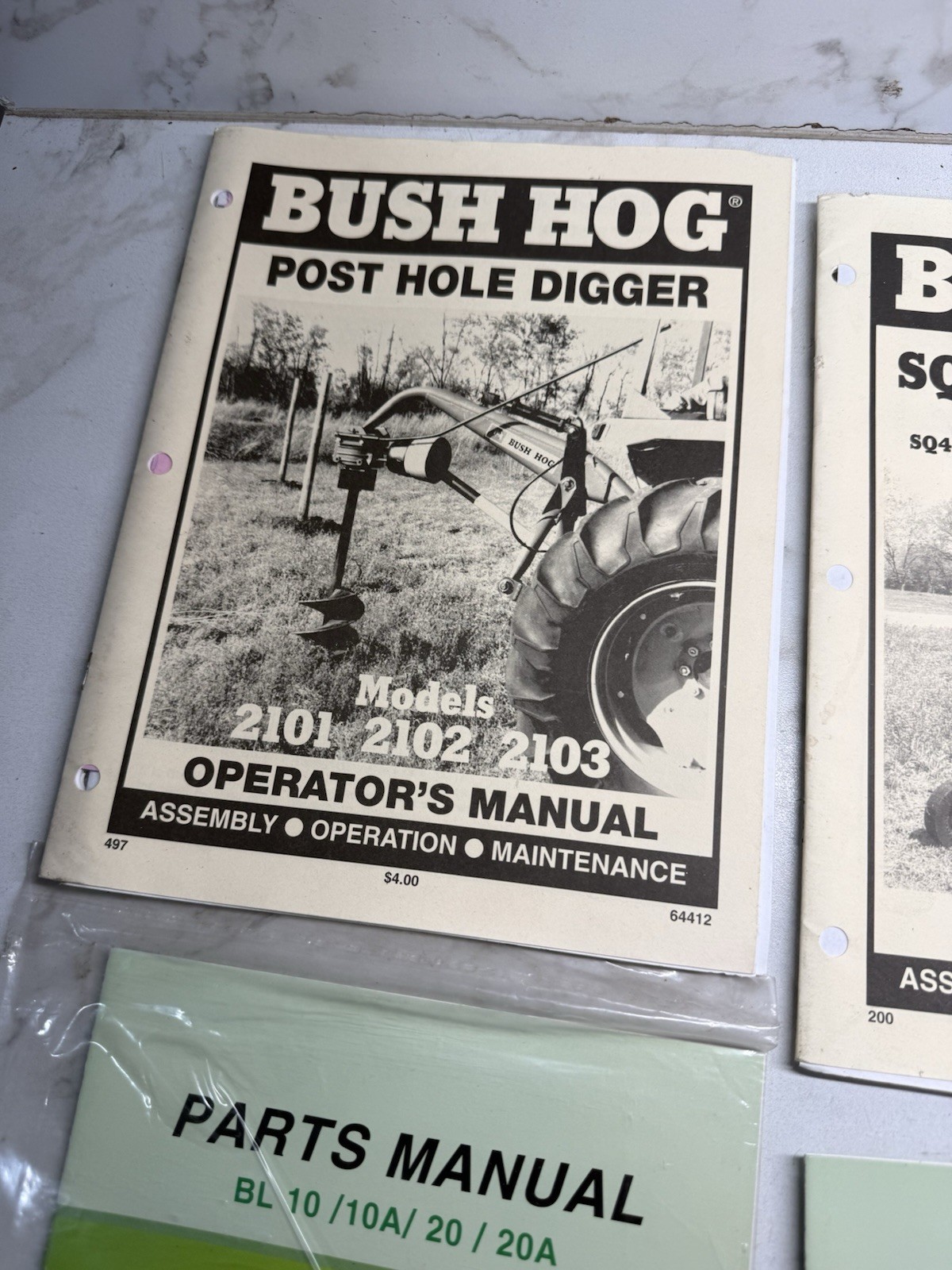 Bush Hog Post Hole Digger Model 2101, 2102, and 2103 Manual & Others
