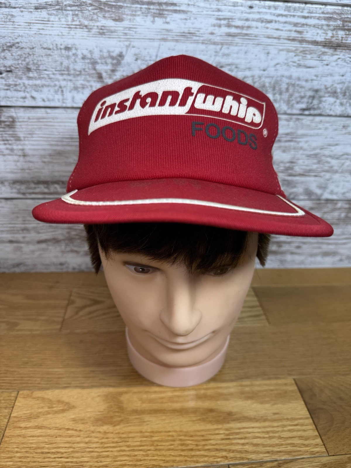Vintage 3 stripe Mesh Snapback Trucker Hat Instant Whip Foods