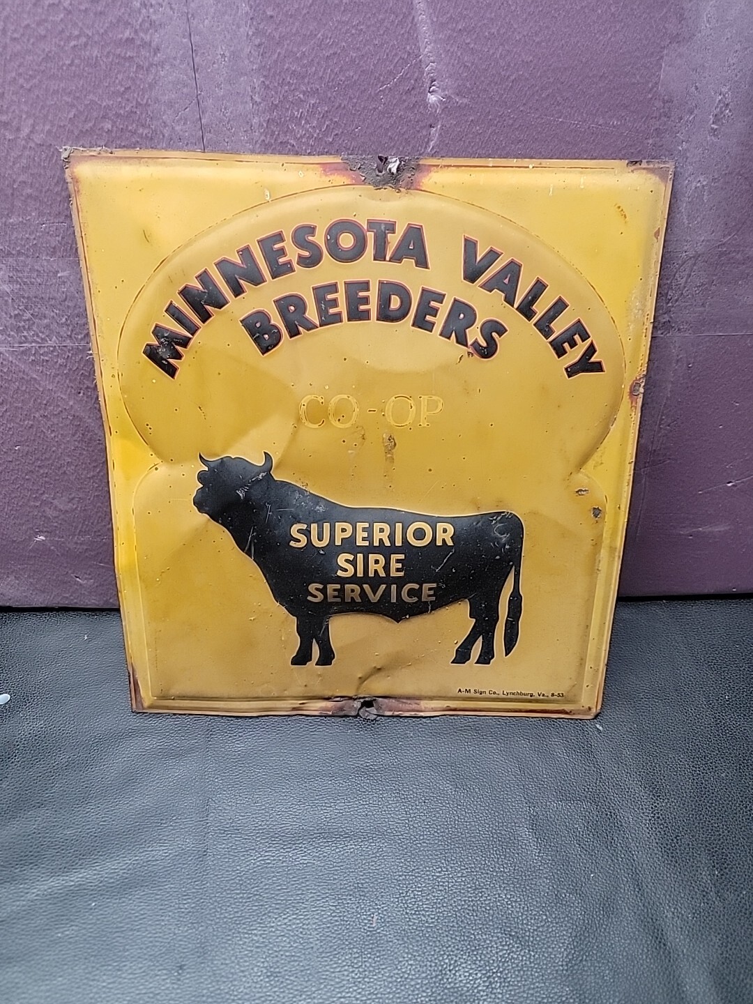 MINNESOTA VALLEY BREEDERS CO-OP Embossed Metal Sign 13&Prime;x12&Prime; / A-M Sign Co. 8-53