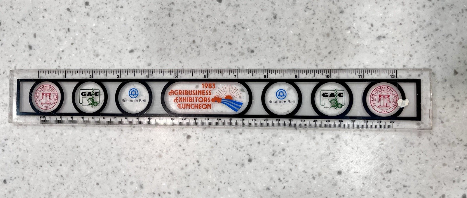 Vintage~ Commemorative 1983 Agribusiness Exhibitor Luncheon Clear 12 Inch Ruler