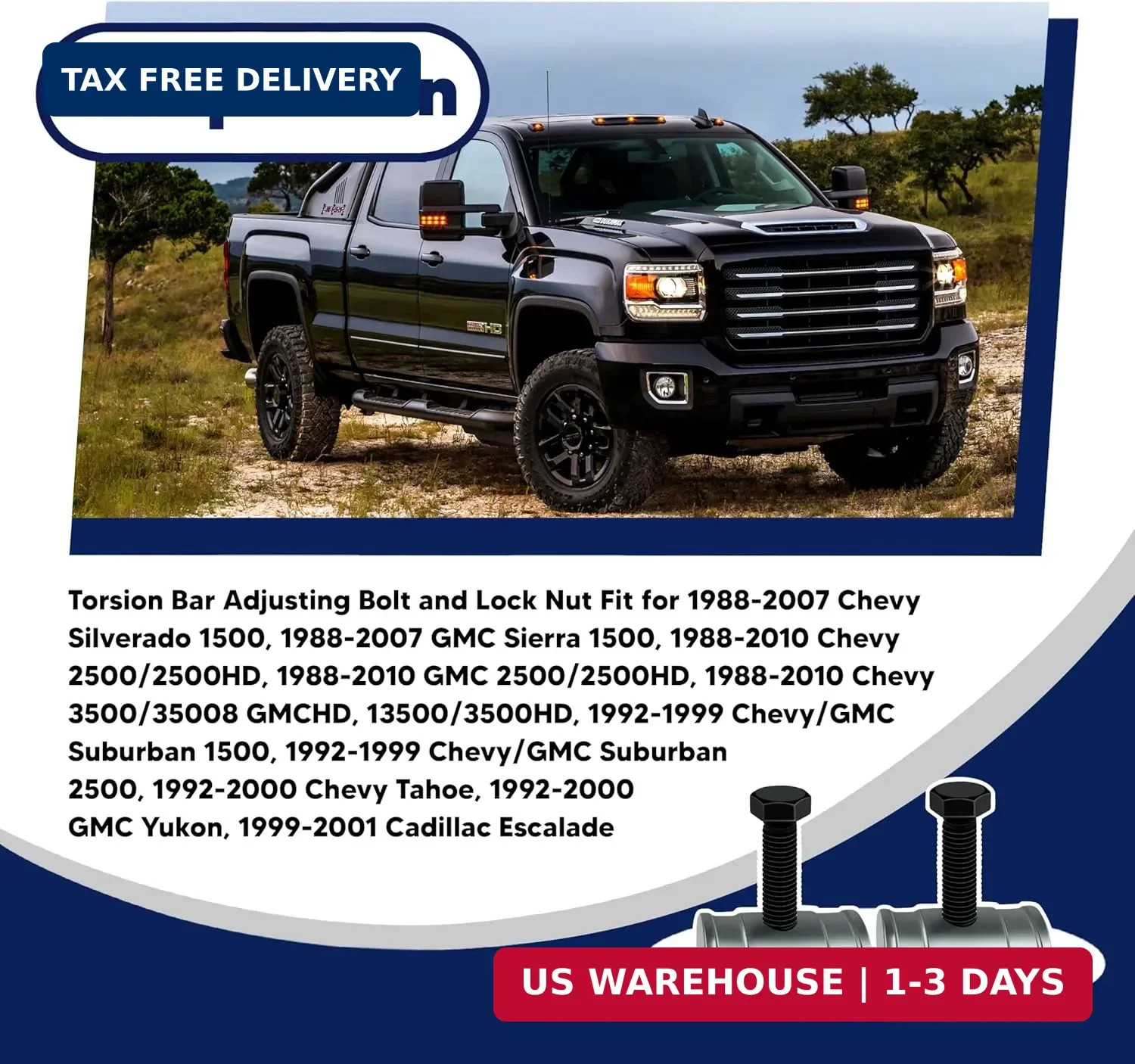 Torsion Bar Adjustment Bolt and Lock Nut Fit for Chevrolet Silverado Tahoe GMC S