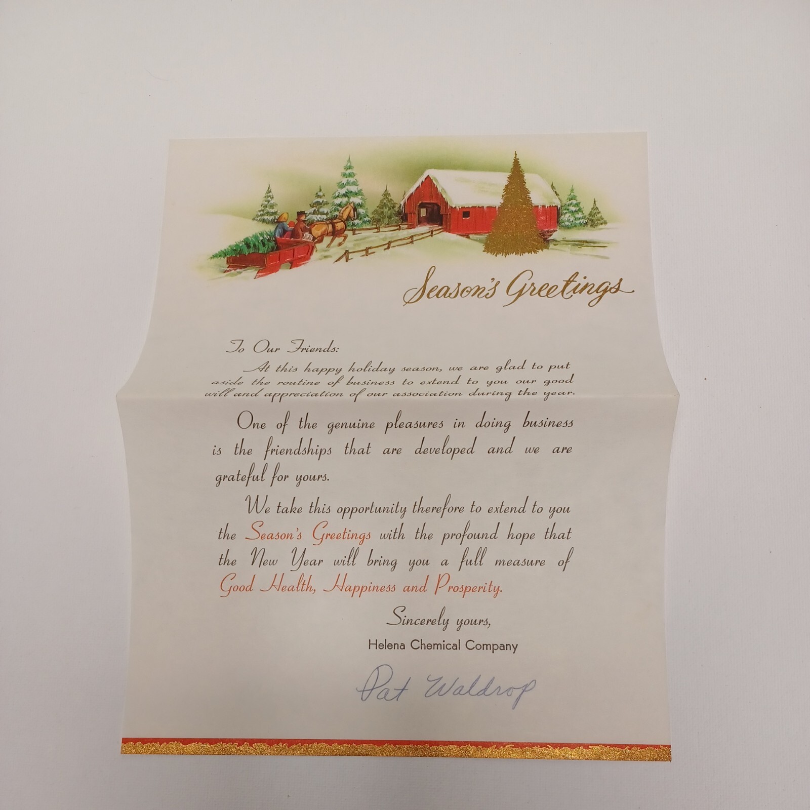 Vintage Helena Chemical Company Christmas Greeting Letter ALABAMA