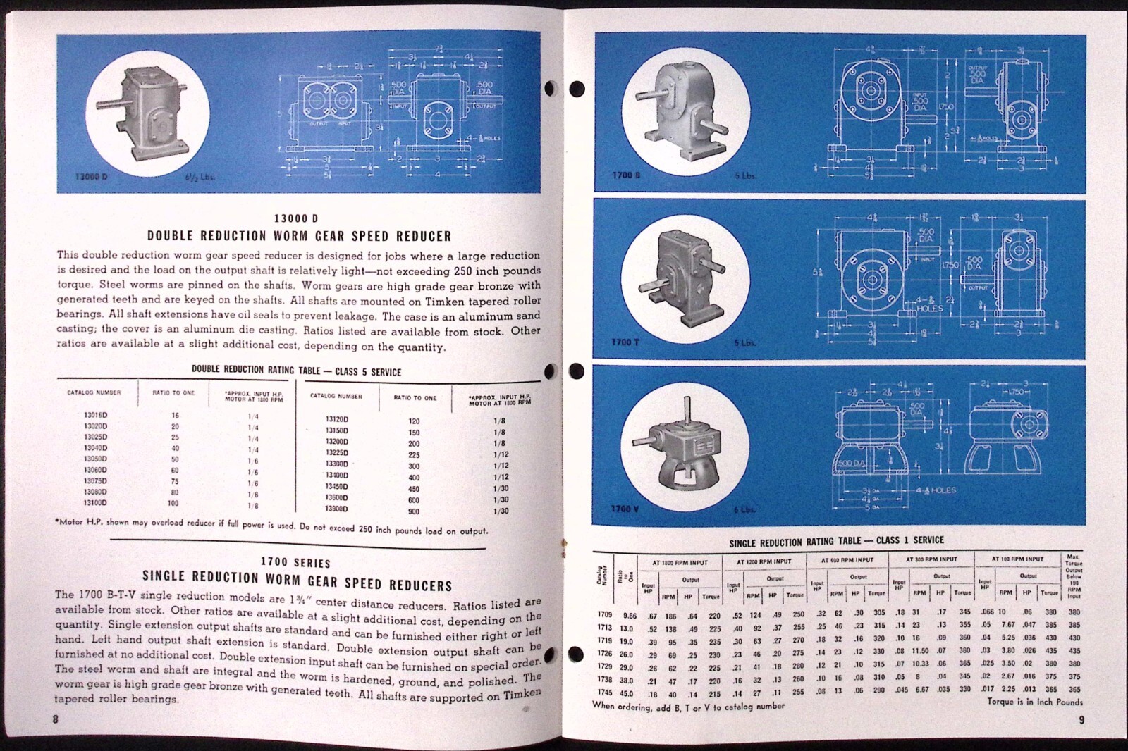 1954 Eberhardt Denver Worm Gear Speed Reducers L Series Catalog 1001