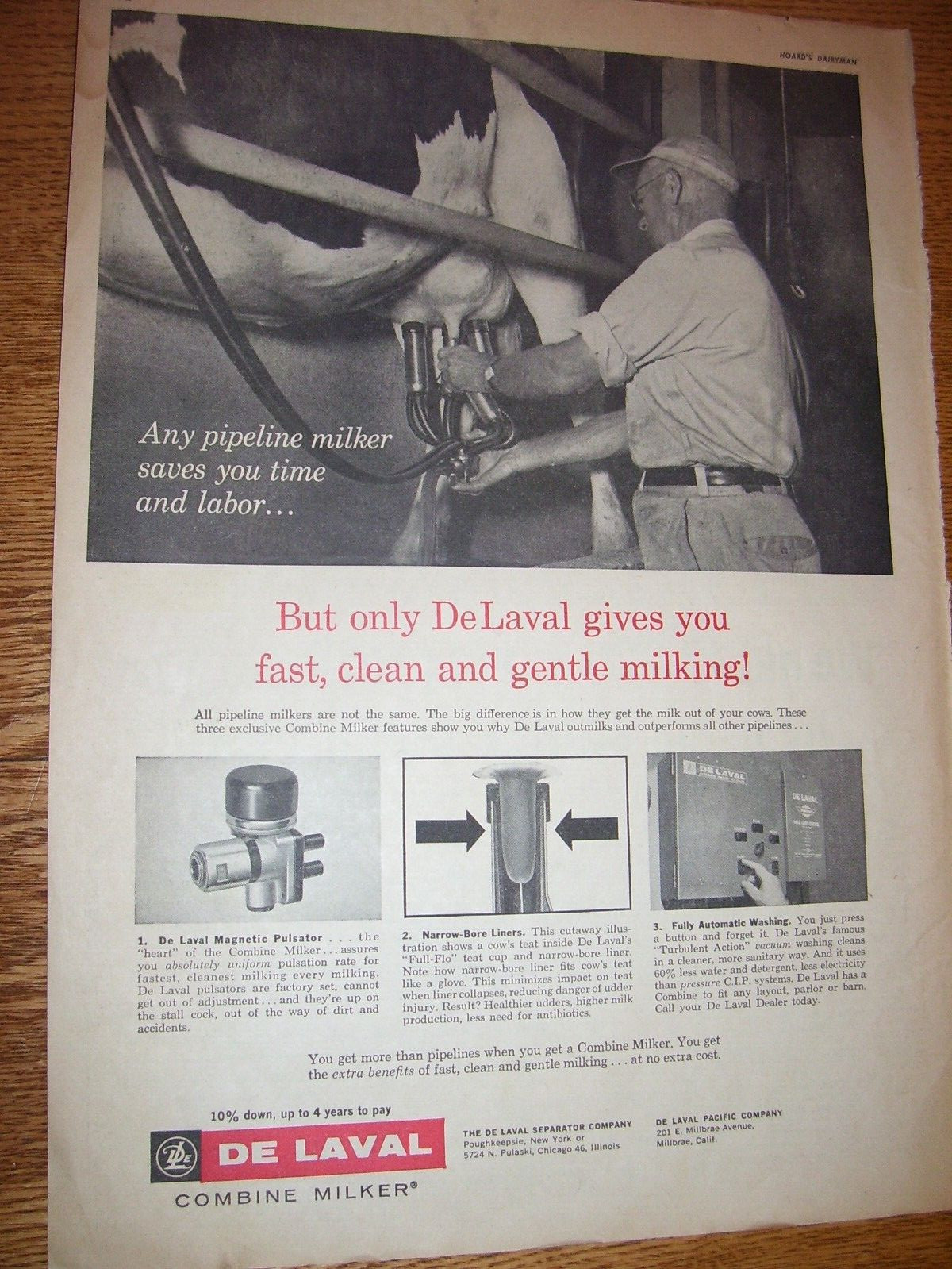VINTAGE DE LAVAL CO ADVERTISING-PIPELINE MILKER SYSTEM -10&Prime; x 14&Prime; -1960