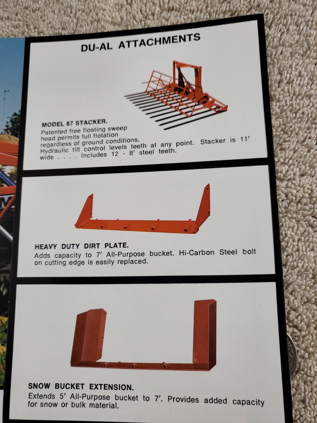 DUAL 340 / 345 Tractor Front LOADER BROCHURE John Deere MF Sioux Falls, SD.