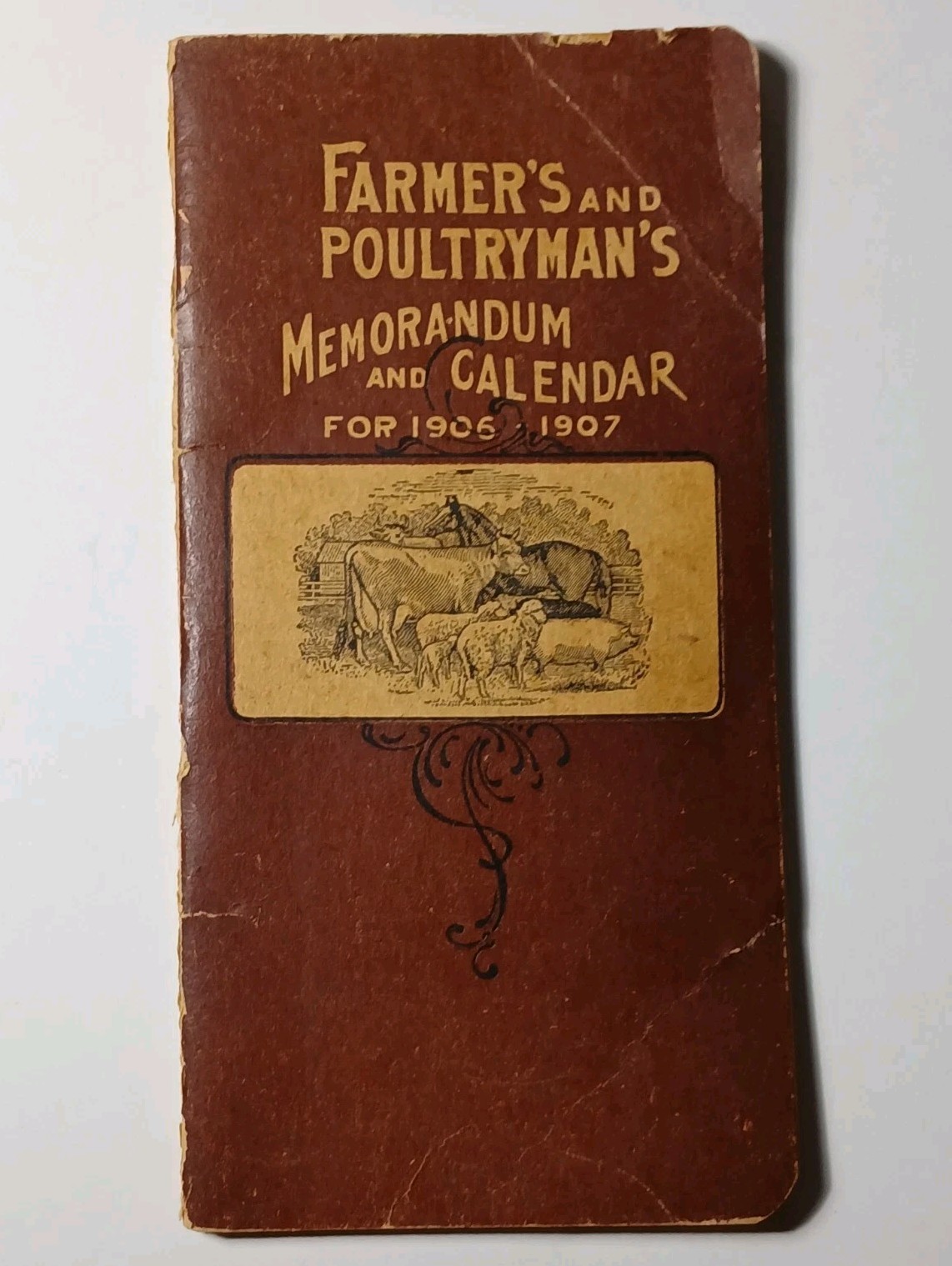 1906 Vintage Farm Ledger Prussian Food Advertising Cow Pig Sheep Horse Graphic