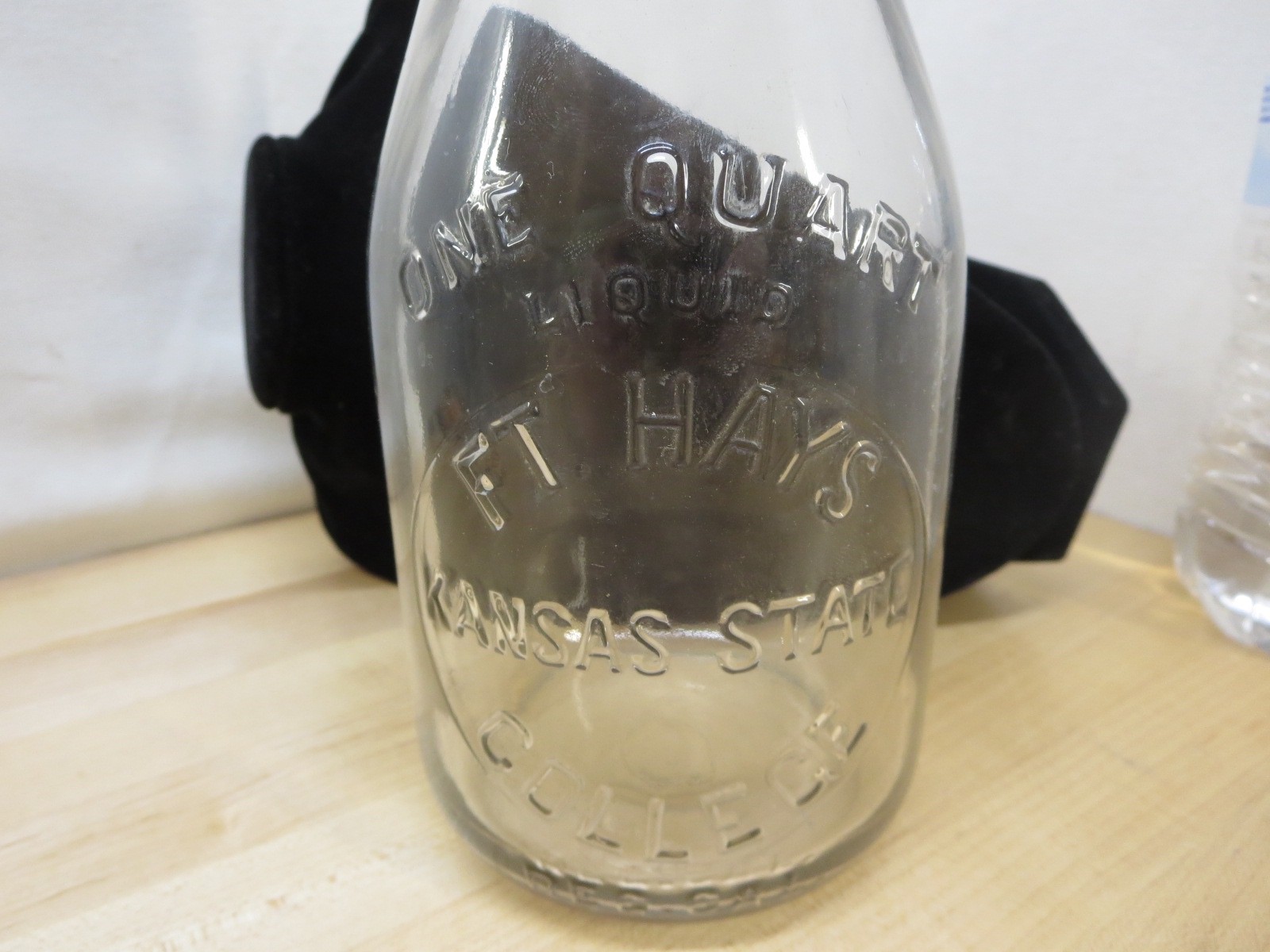 Kansas State & Ft. Hays College Milk Quart Glass RARE!!!