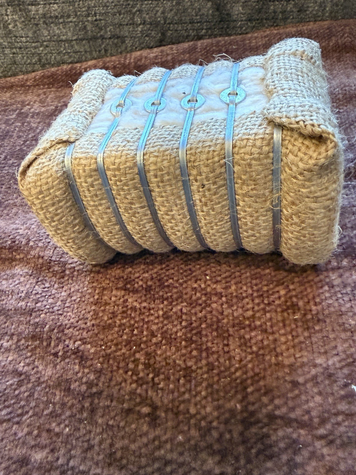 Vintage Souvenir Mini Real Cotton Bail In Burlap