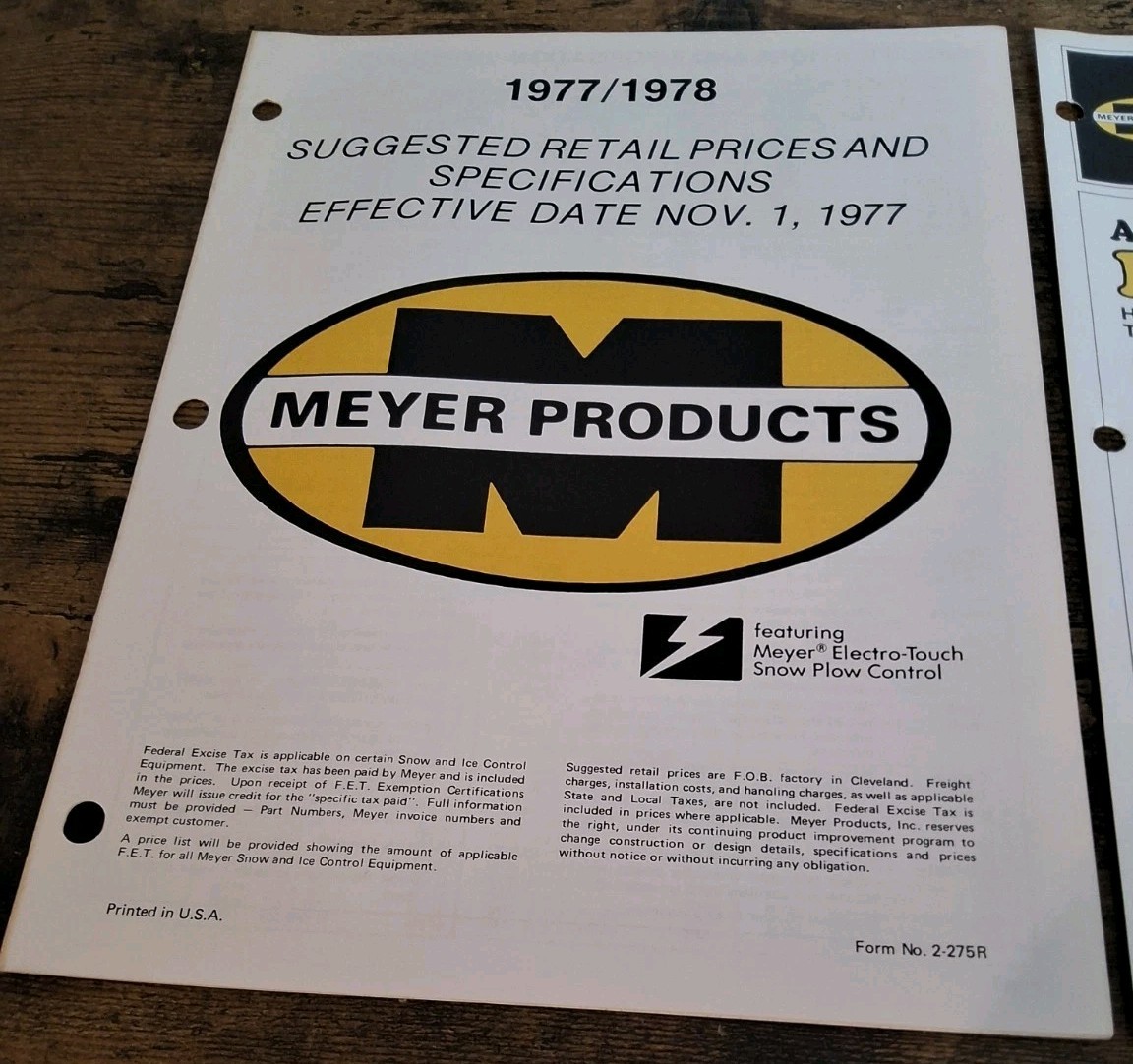 Meyer Products Snow Plows Brochure And Price List