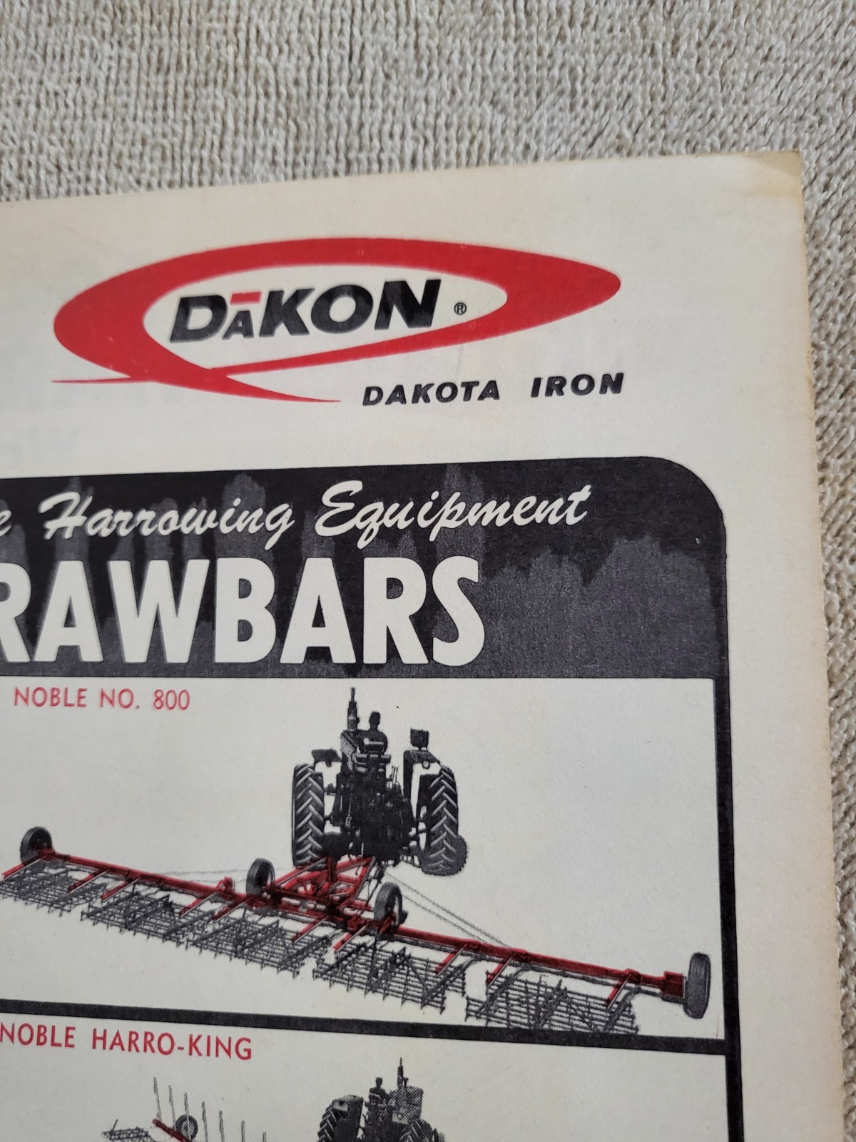 NOBLE DAKON Harrow BROCHURE 1968? John Deere IH Sioux Falls, SD. Dakota Iron