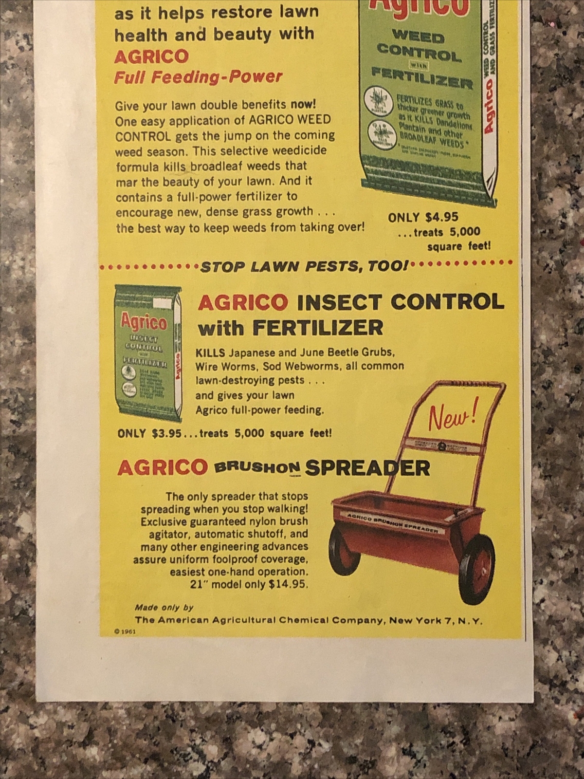 1961 Agrico Weed Control w Fertilizer PRINT AD Full Feeding Power VTG 1960s