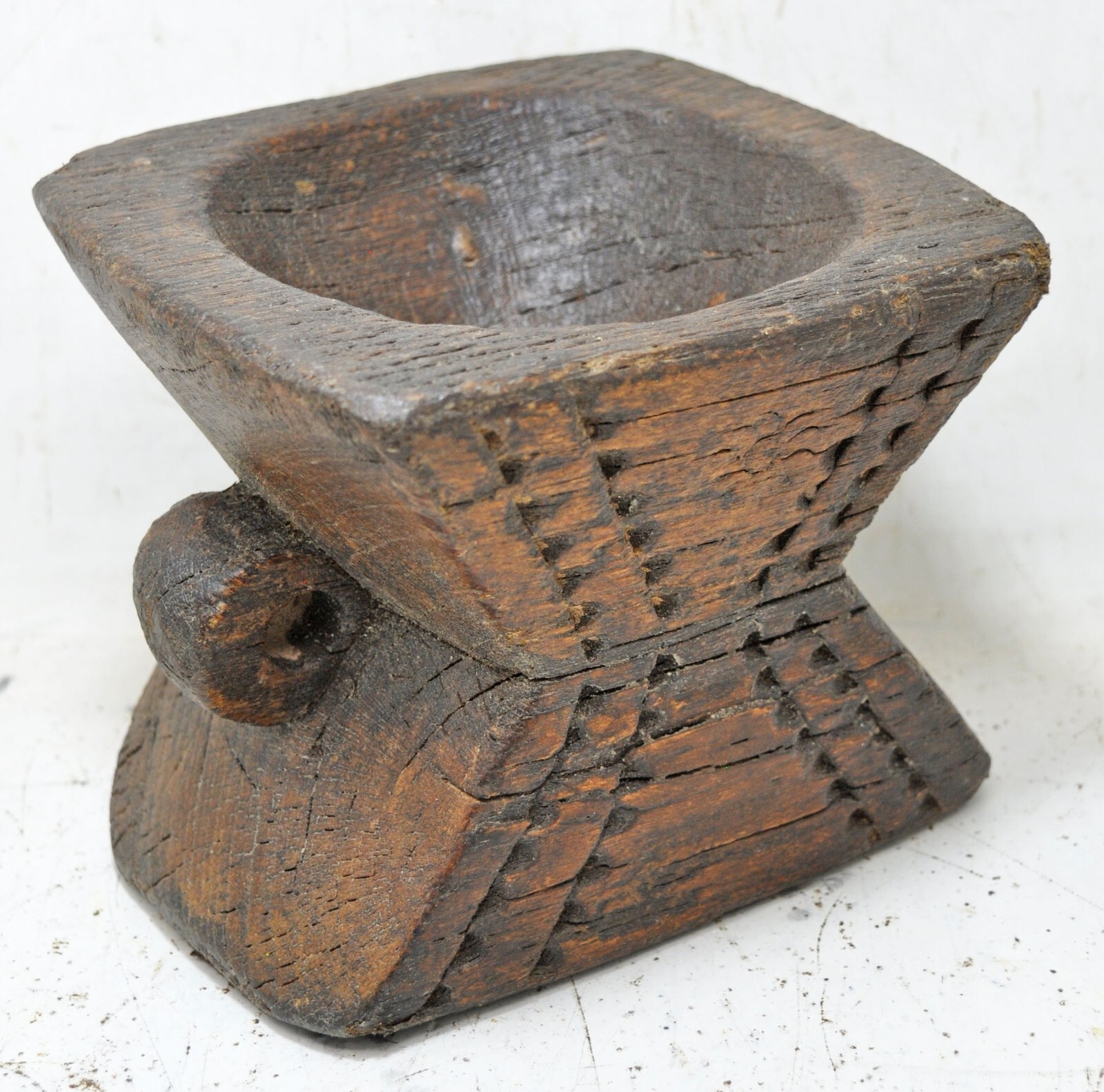 Antique Wooden Agricultural Seed Holder Bijni Original Old Hand Carved
