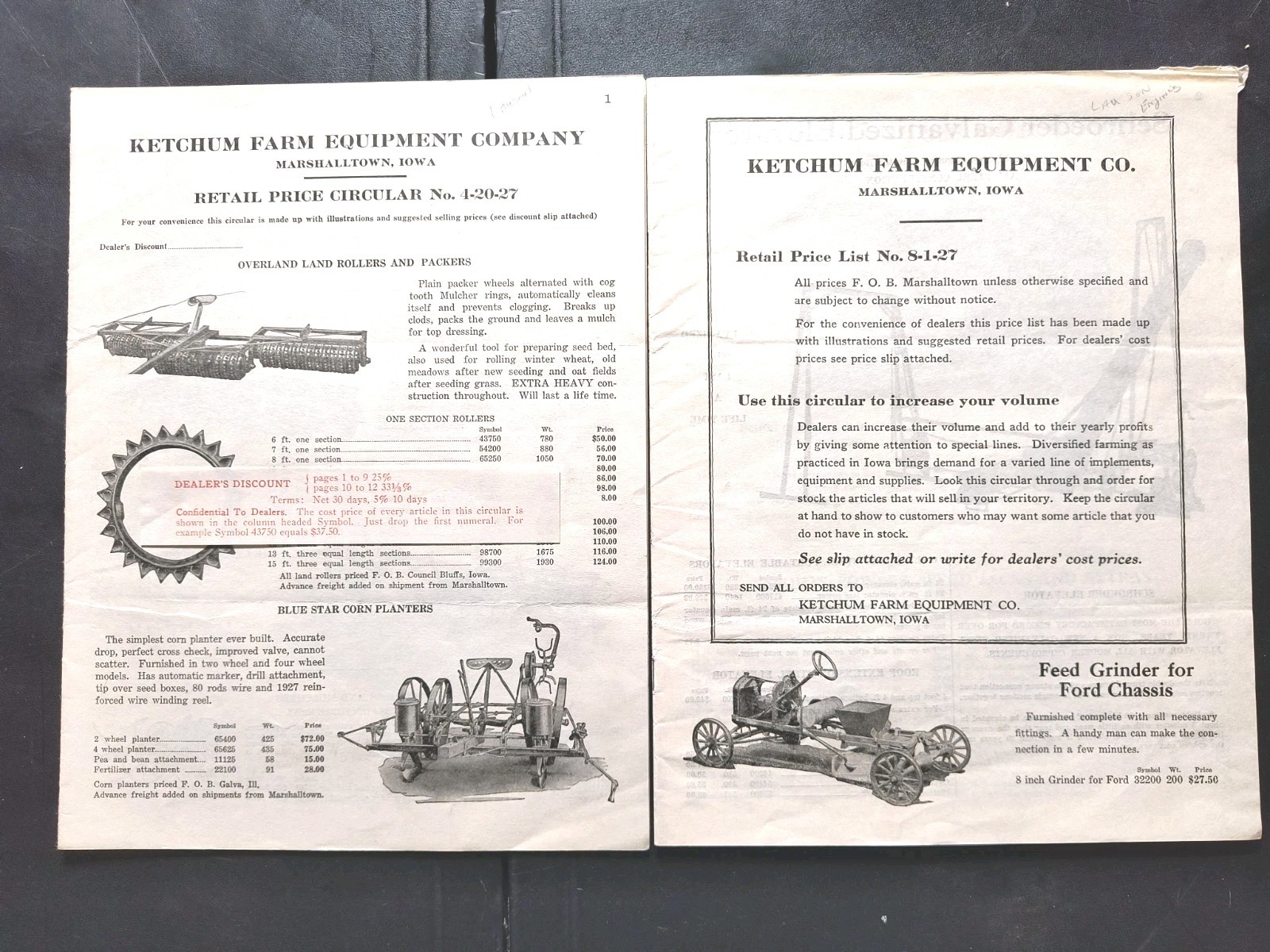 1920s Ketchum Farm equipment Dealer Sales Brochure Advertising Catalog 2pc Lot
