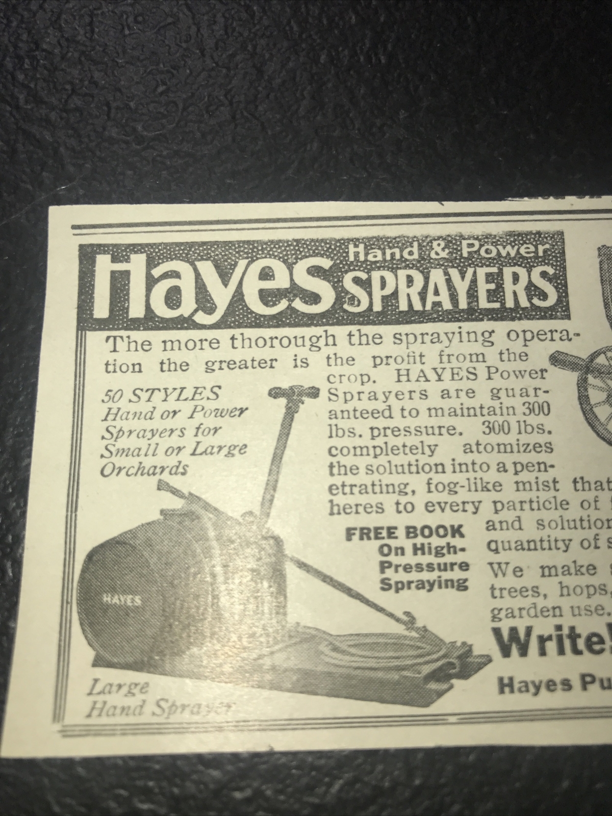 1916 Hayes Sprayers Farm Advertising – Galva – Illinois