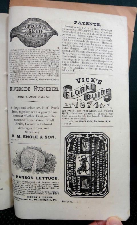 1874 antique LANCASTER FARMER MAG pa coffee agriculture native sheep ADS