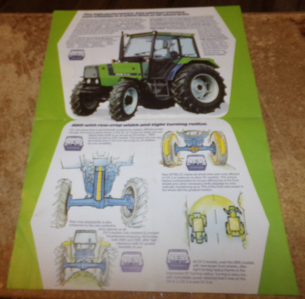 1985 deutz-fahr DX 3 foldout tractor brochure in good shape used
