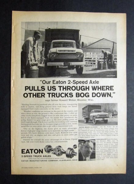 1959 Eaton 2 Speed Axle Ad Photo Endorsement Howard Weber Bloomer Wisconsin