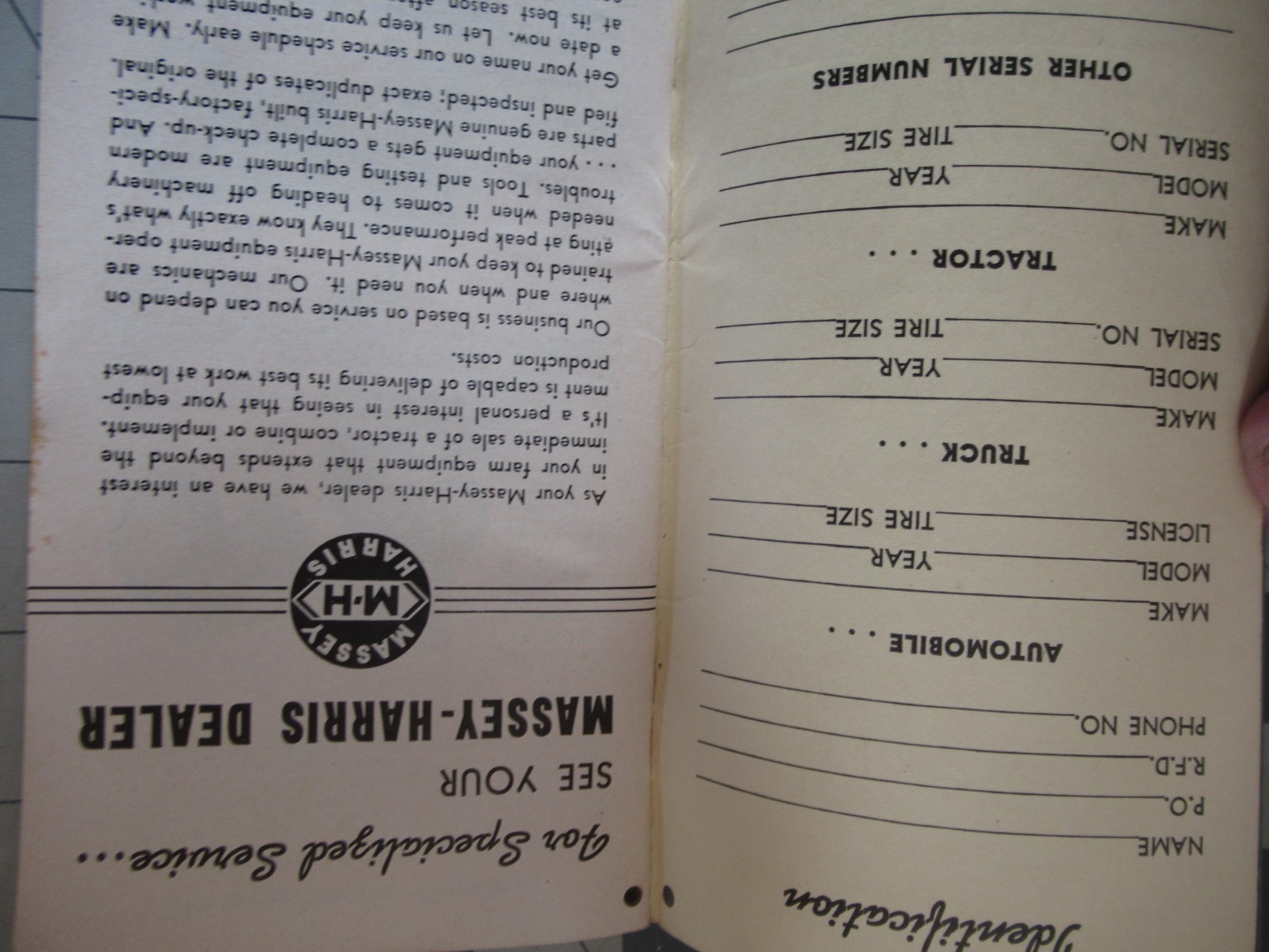 Massey – Harris Farmers Handy Guide 1952 – 1953 Booklet