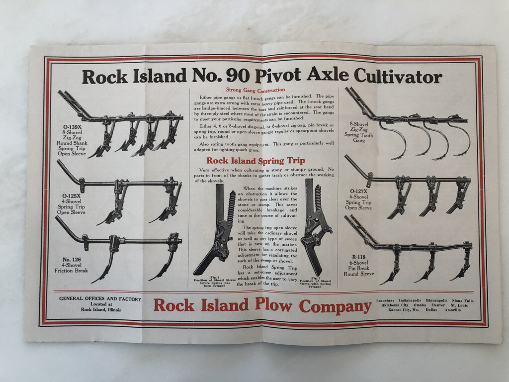 1929 ROCK ISLAND PLOWS No 90 Cultivator FARM ADVERTISING Antique Brochure Poster