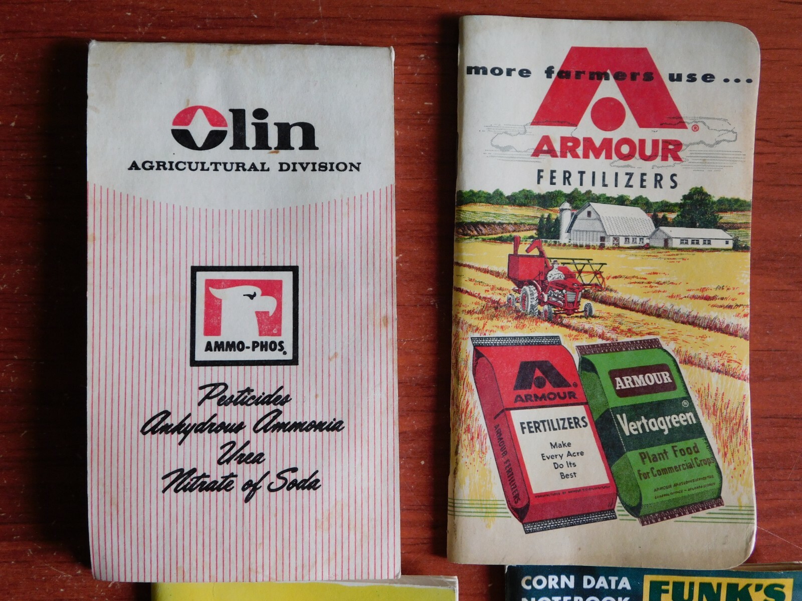 4) Notebooks: Funk&rsquo;s G, McCurdy Hybrids, Olin Agri, Armour Fert – advertising
