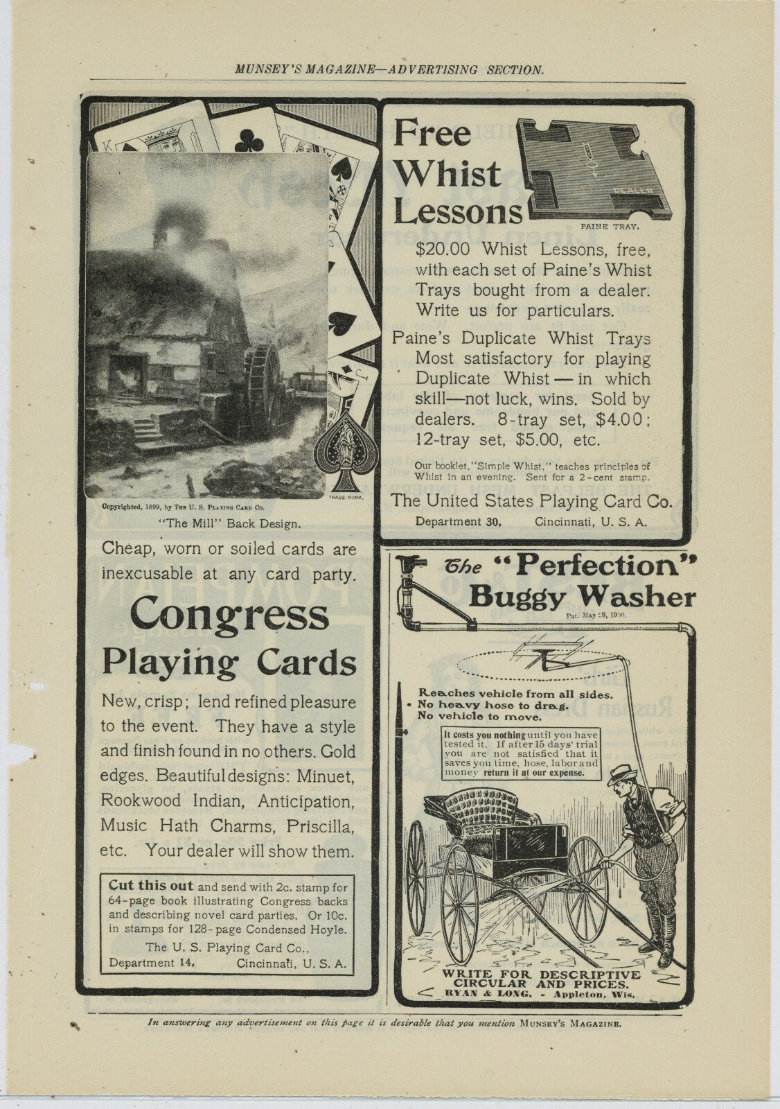1903 Perfection Buggy Washer Ad: Costs you Nothing to Try – Appleton, Wisconsin