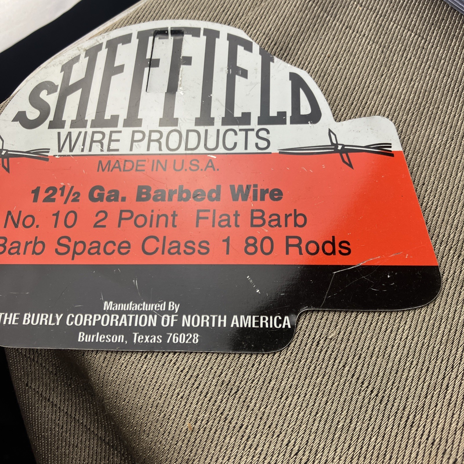Vintage Sheffield Fence Metal Sign SHEFFIELD WIRE PRODUCTS MADE IN USA 6”unused