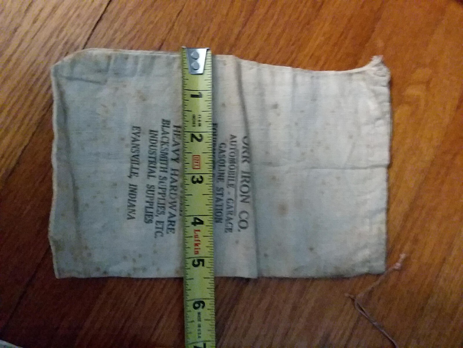 Vintage Evansville Indiana Cloth Bag Orr Iron Co Blacksmith Gas Auto Advertising