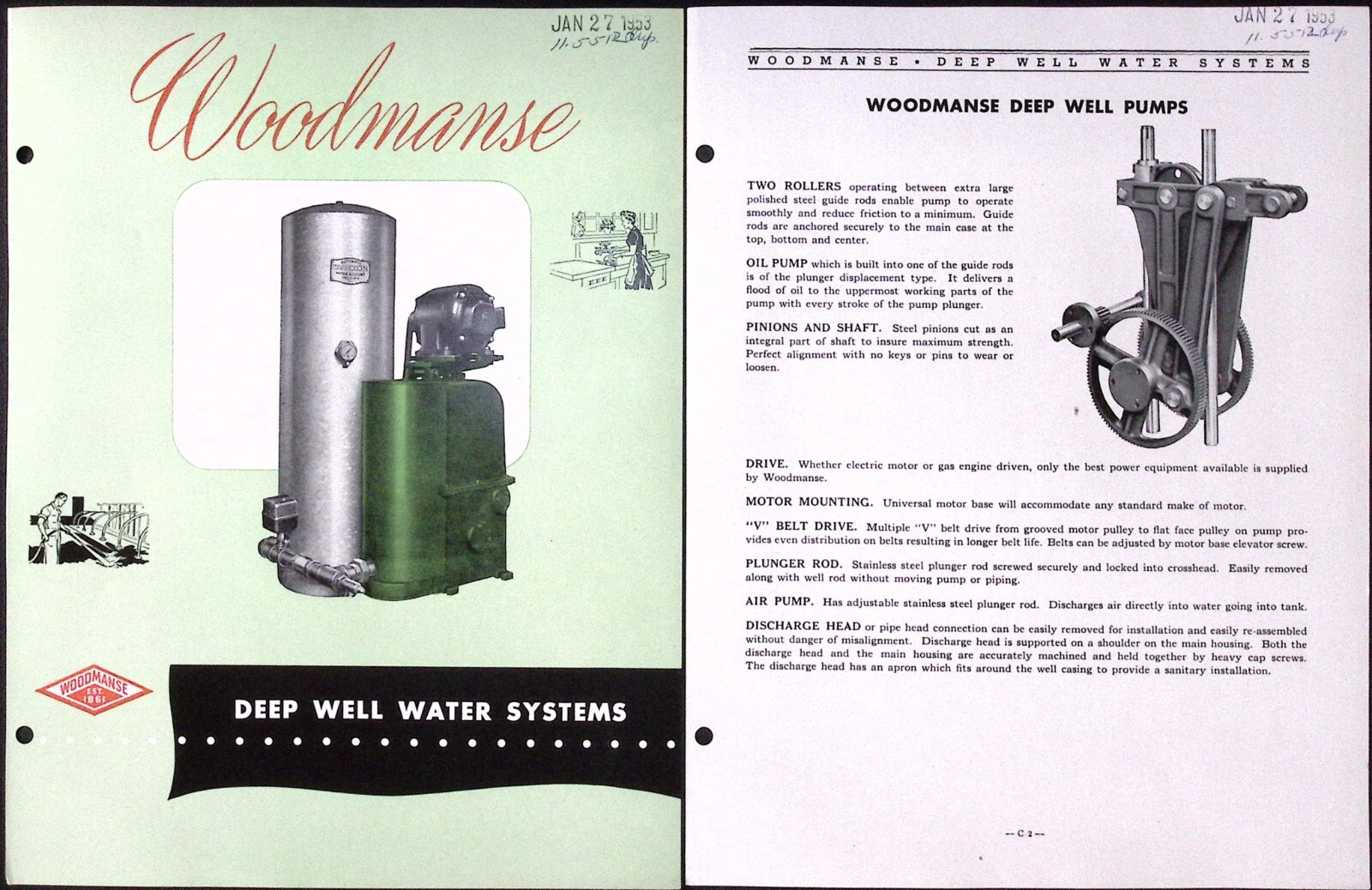 1953 Woodmanse Deep Water Well Ejector Water Systems Brochure