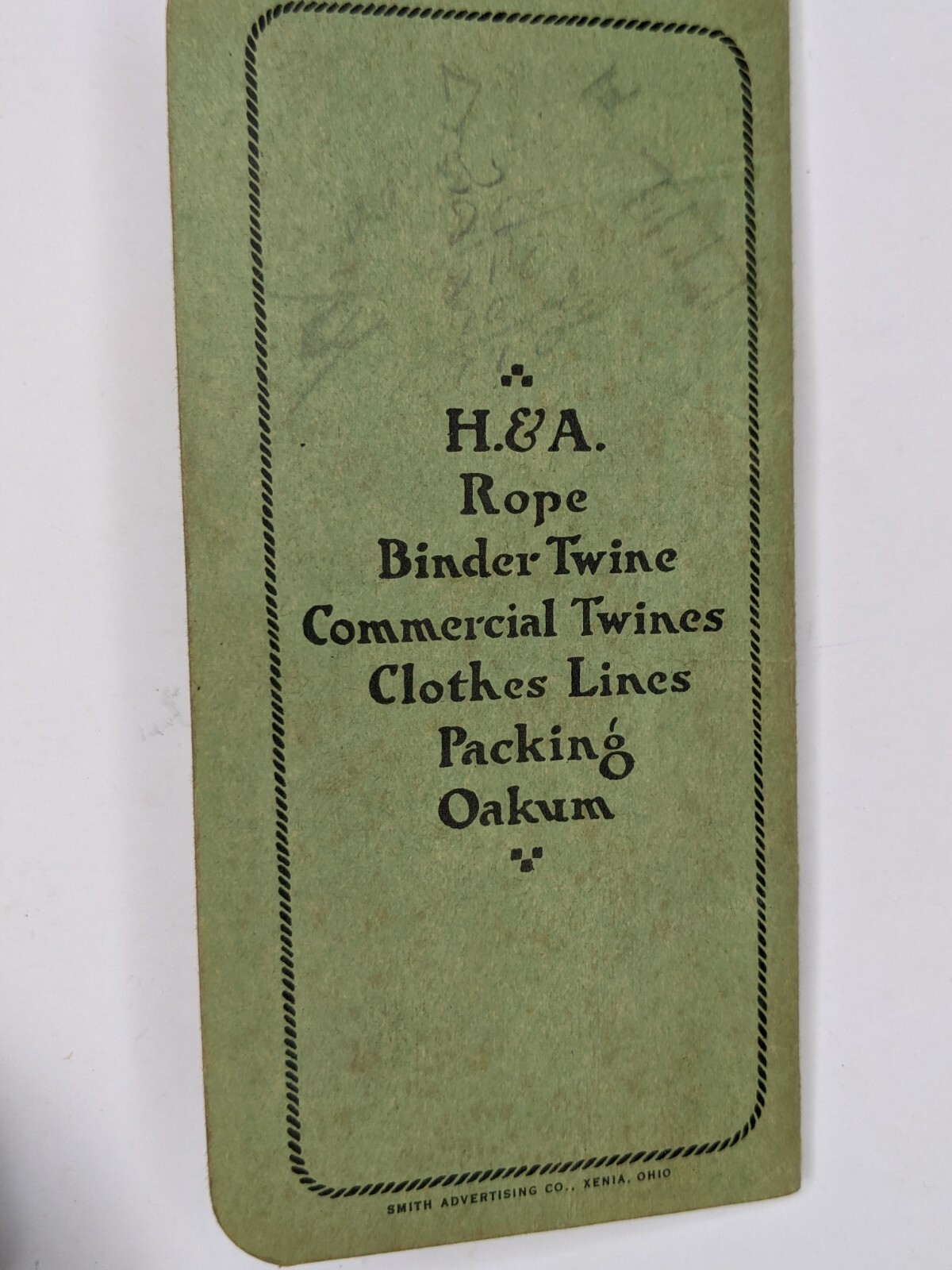 1938 Hooven & Allison Co Xenia Ohio Rope Twine Adv Pocket Ledger Notebook Diary