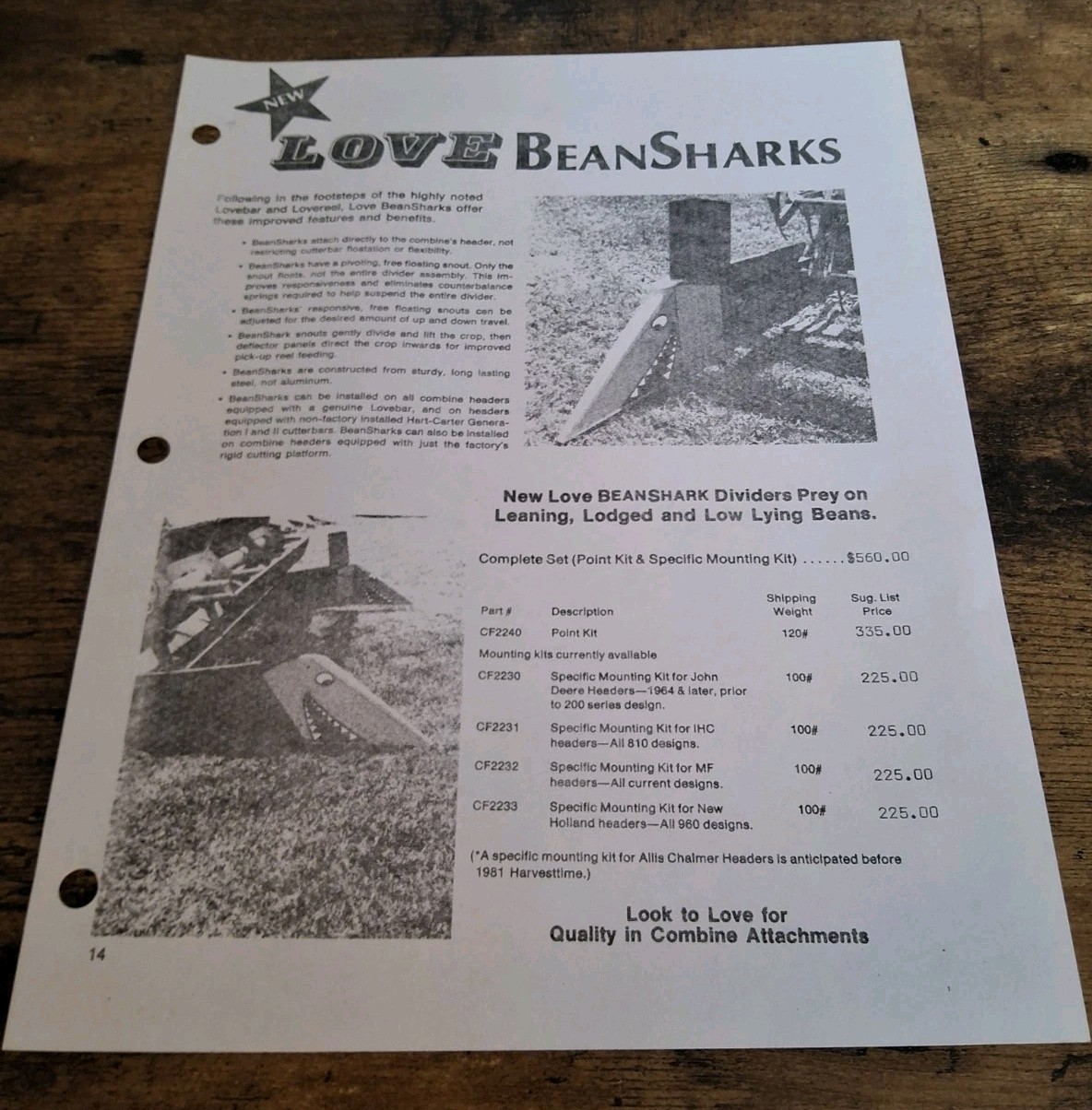 J.E. Love Company Lovebar And Love BeanSharks Brochures And Price List