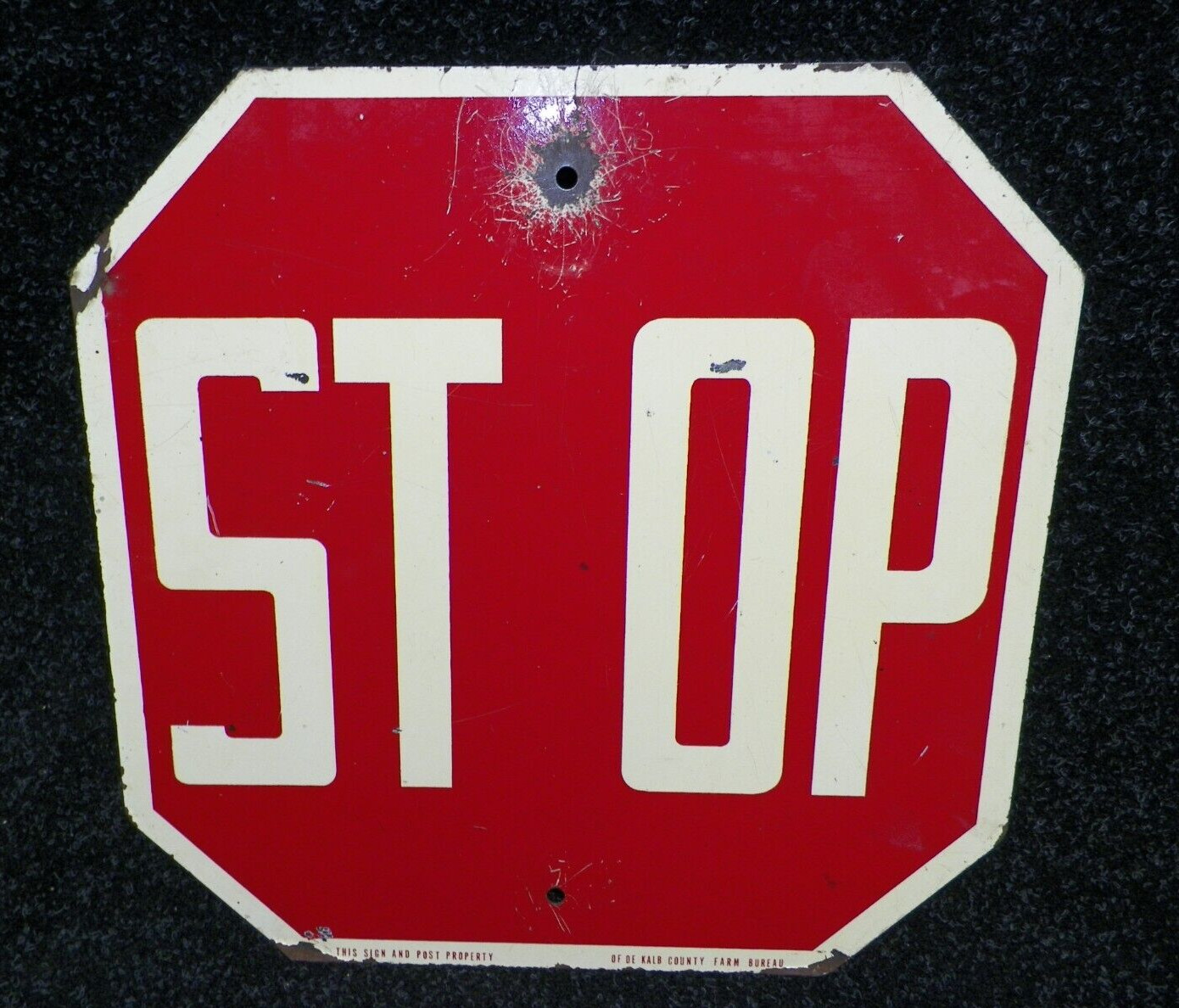 Vintage Farm Bureau & Stop Sign 15&Prime; X 15&Prime; Metal Sign Dekalb County Illinois