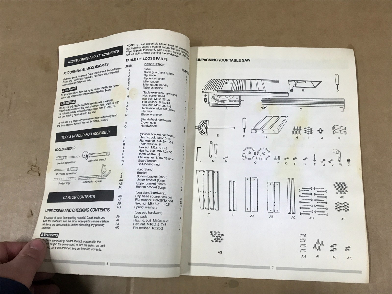 Vintage Craftsman 10&Prime; Blade Table Saw Manual – Model 137.228210
