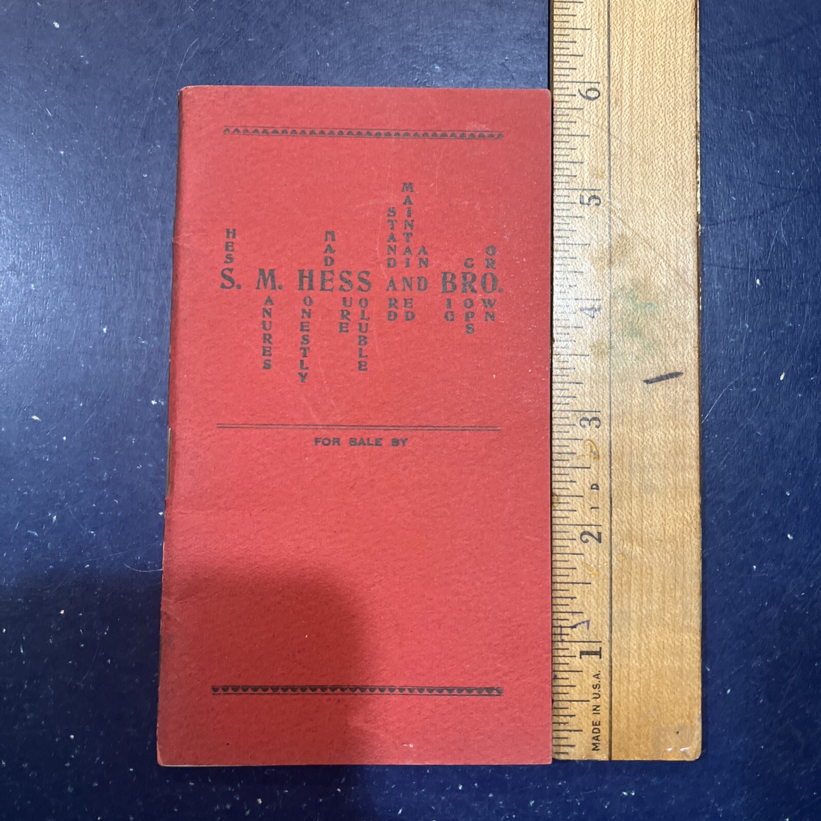 SM Hess & Brother Fertilizer/manure Calendar Book Philadelphia Pa 1900