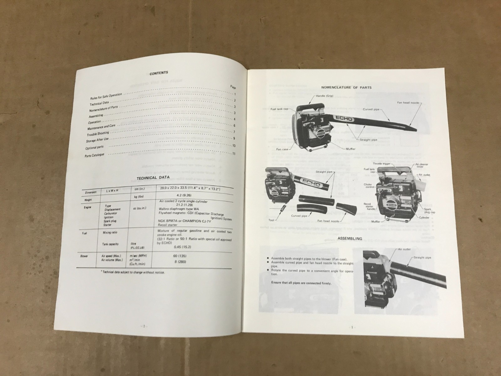 Vintage Echo Power Blower Model #PB210E Operator&rsquo;s Manual