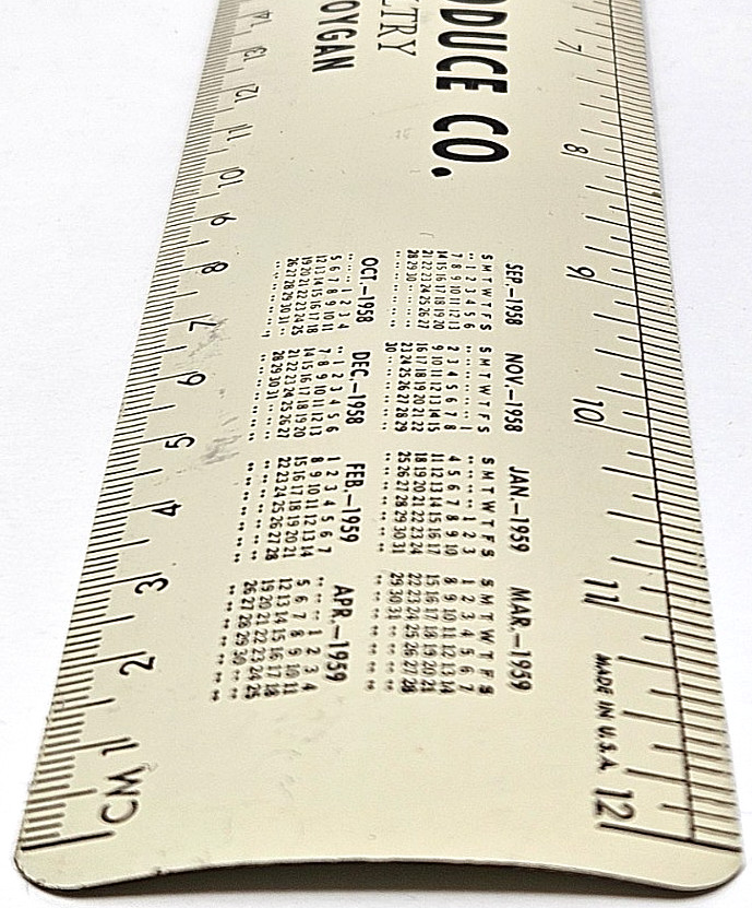 Sheboygan Produce Co. Eggs and Poultry Mishicot Sheboygan 1958 Wis. Metal Ruler