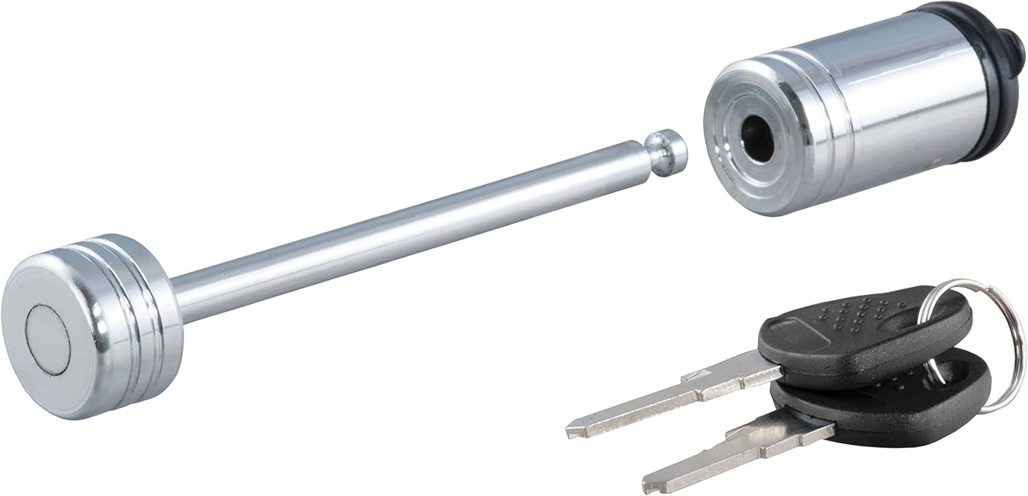 CURT 23523 Chrome Trailer Tongue Coupler Lock, 1/4-Inch Pin Diameter, Up to 3-3/