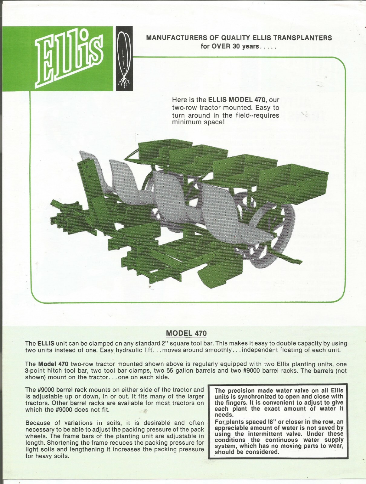 Original Ellis Model 450 460 470 Automatic Transplanters Dealer Sales Brochure