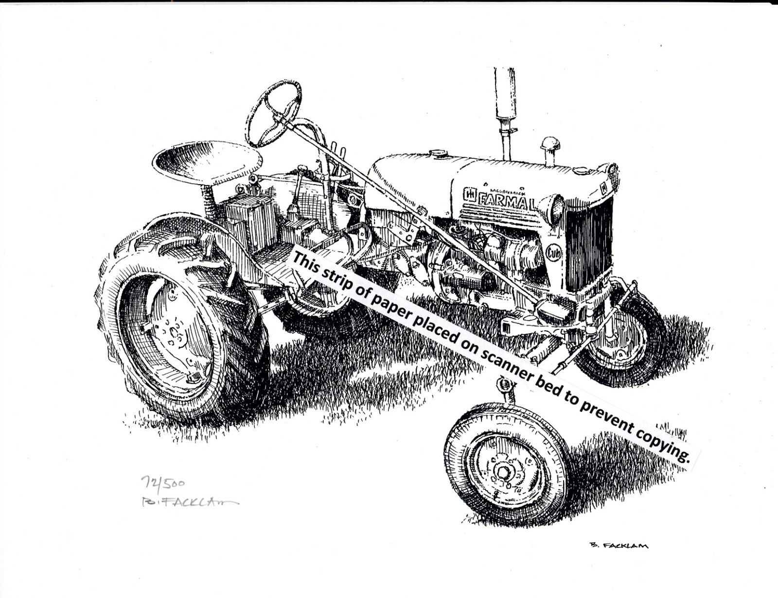 Farmall Cub Farm Tractor ~ Pen & Ink Print