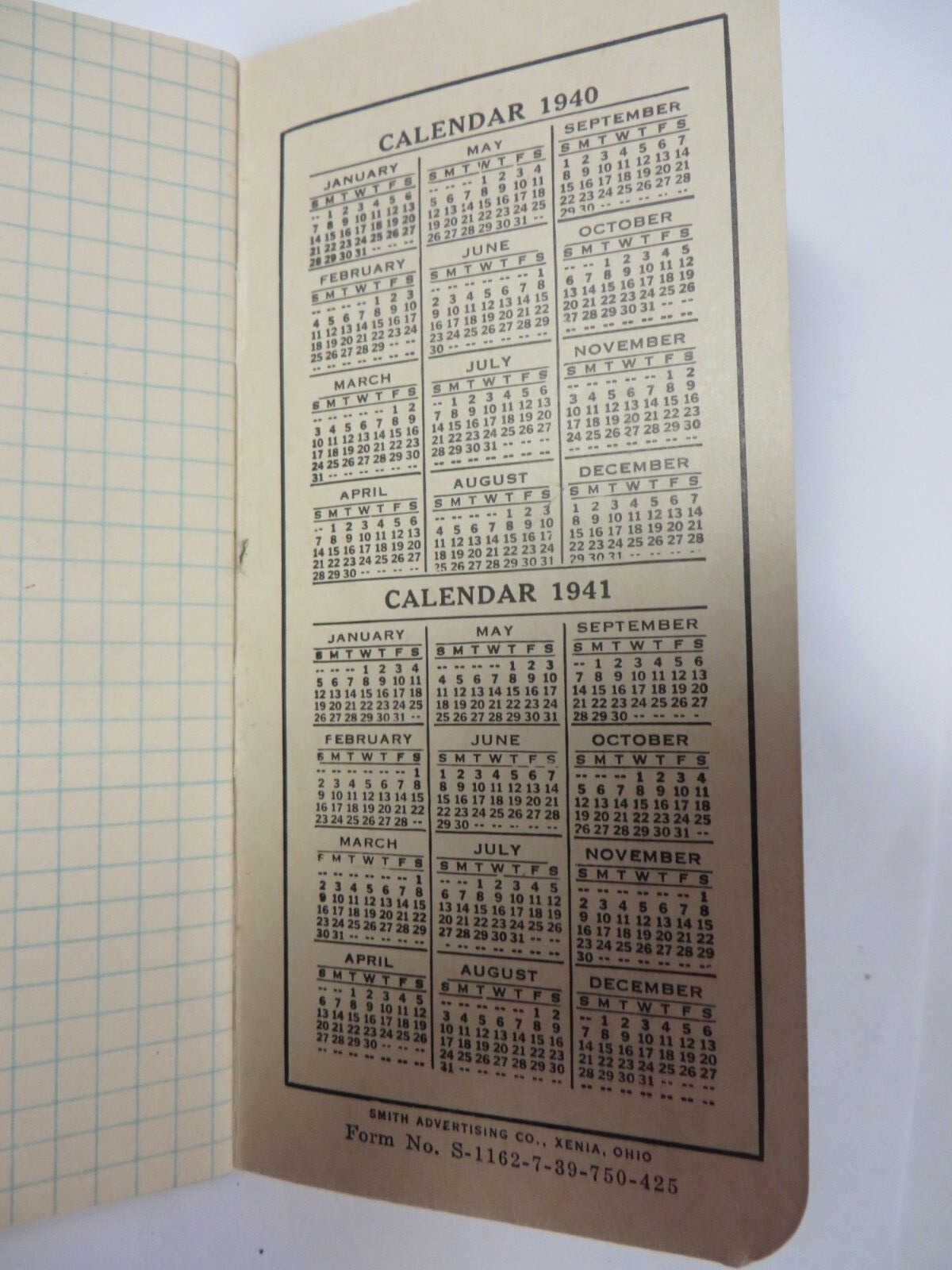 Vtg 1940 PLYMOUTH TWINE Pocket Ledger Calendar Memorandum Booklet Advertising