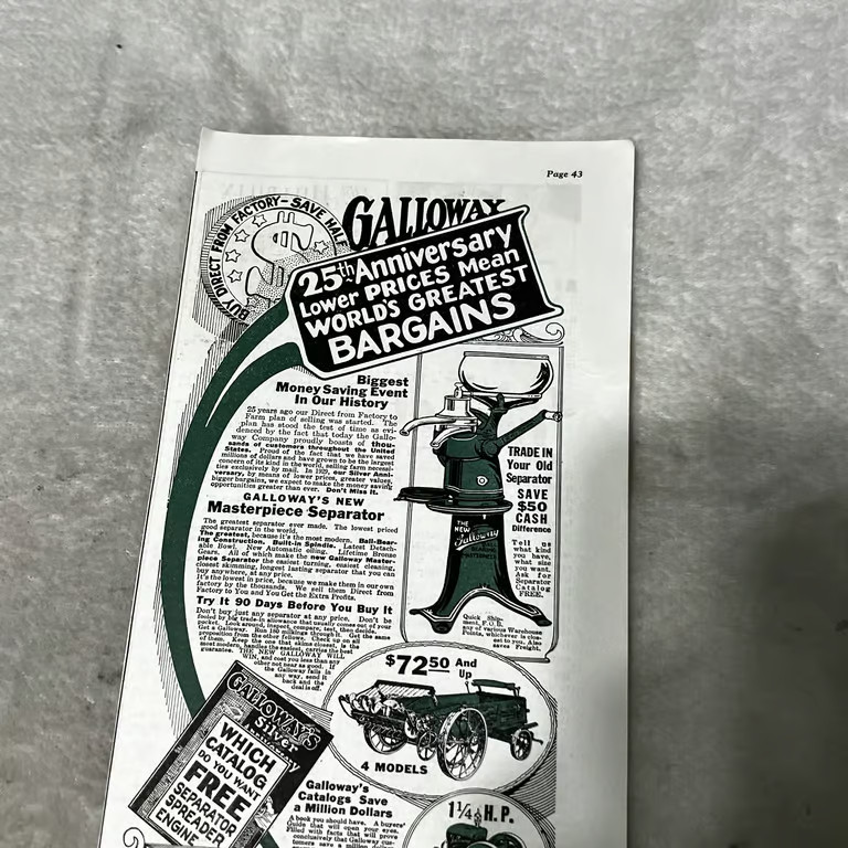 1929 The Galloway Company Farming Equipment Waterloo Iowa Vintage Ad N