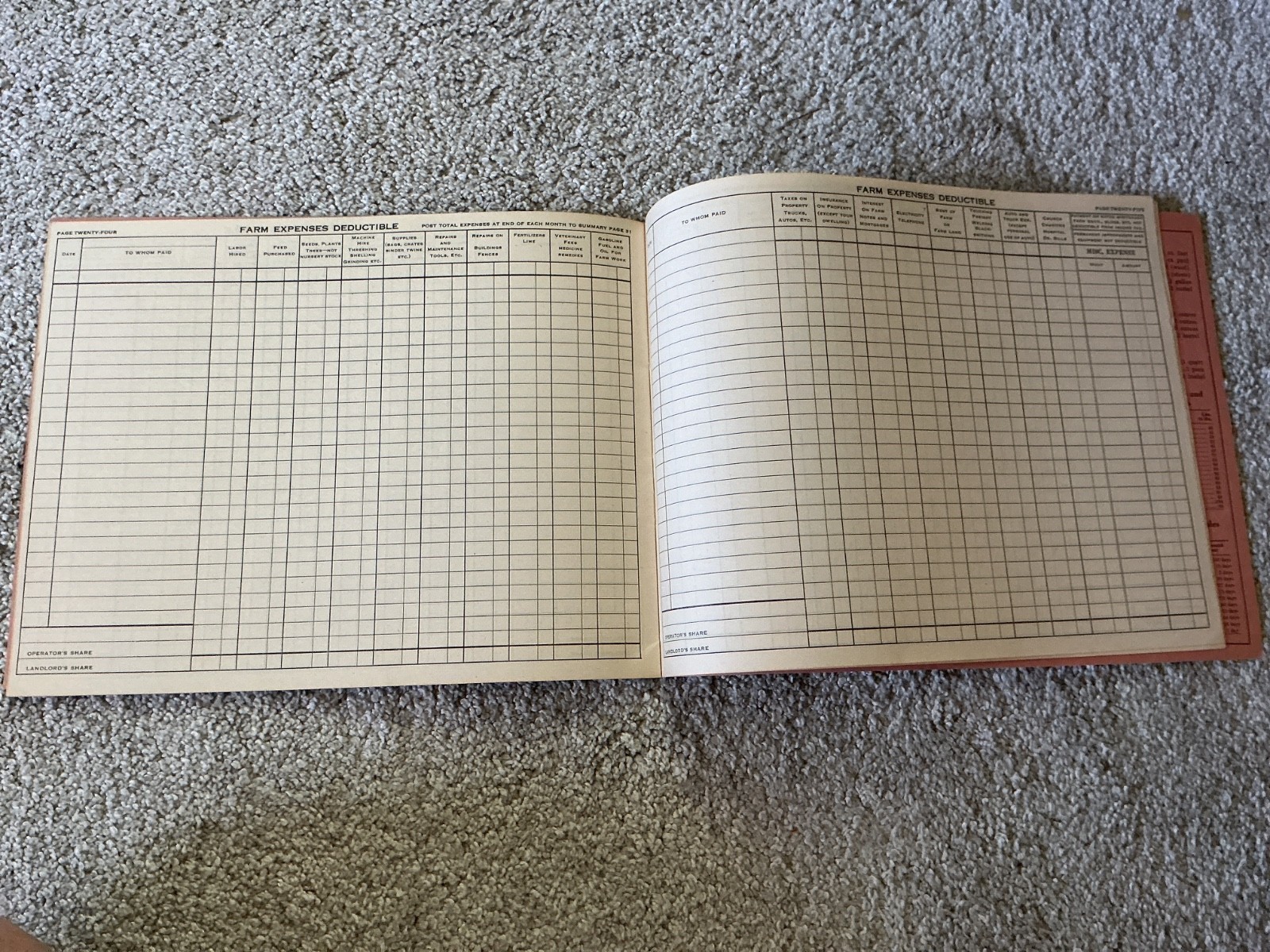 Vtg. 1947 Farm Acct. Record Book – Wayne Rendering Co. Wayne, NE.