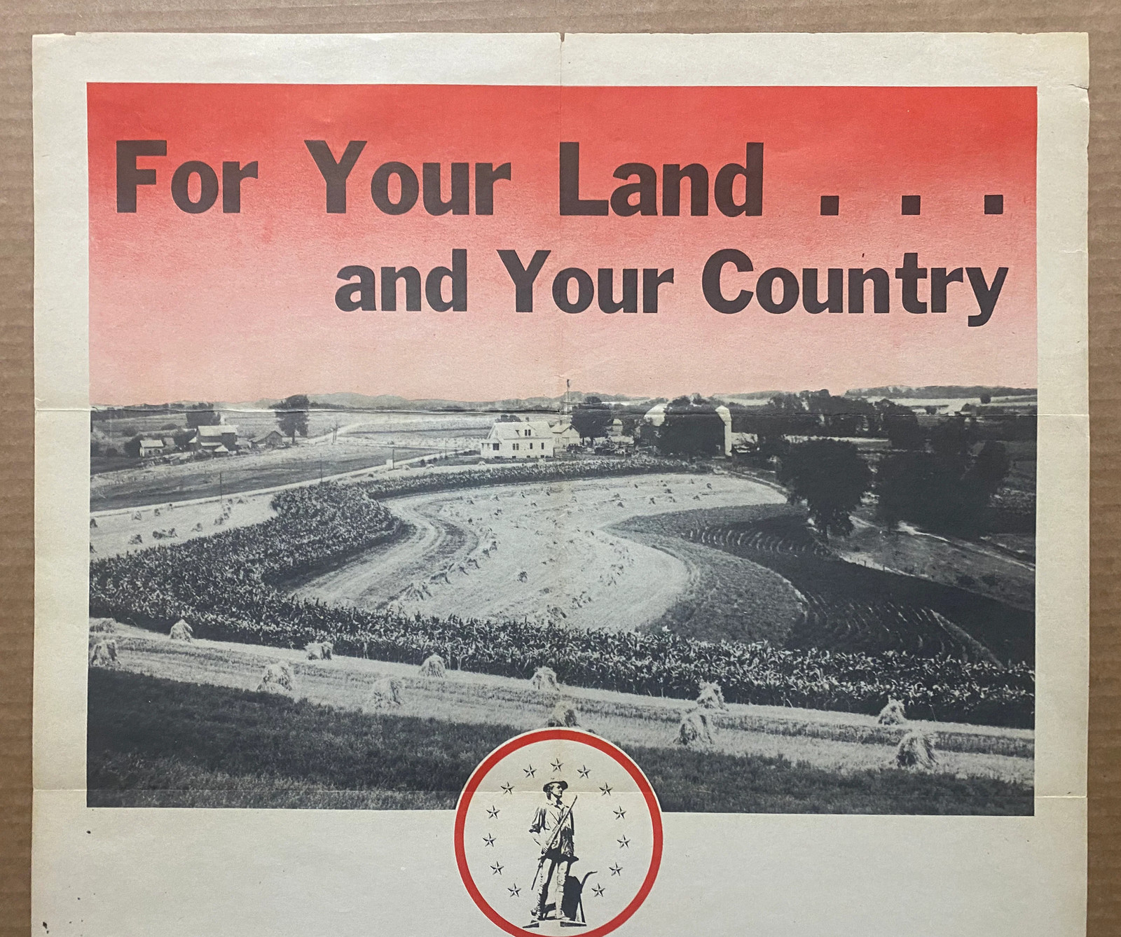 1943 For Your Land and Country Invest in War Bonds Poster WWII Farmers Original