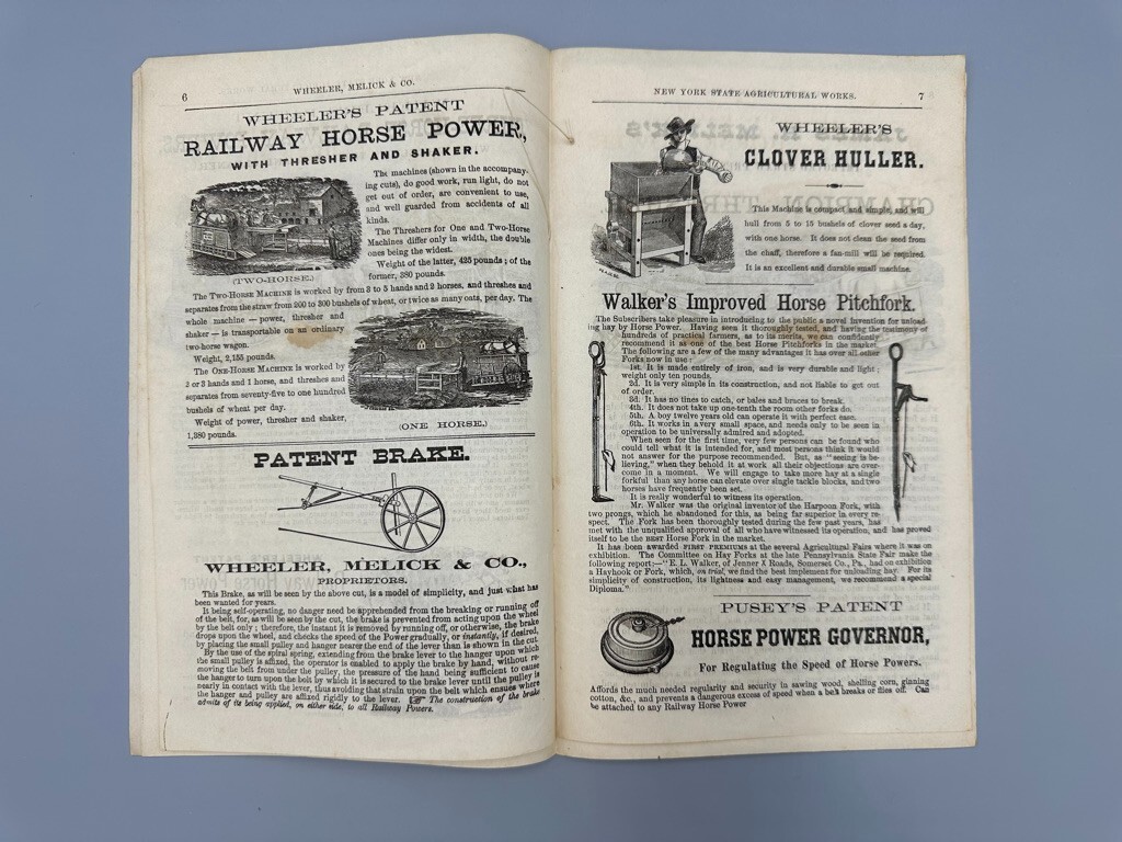 1870s NY AG WORKS Albany WHEELER MELICK Farm CHAMPION Horse THRESHER Advertising