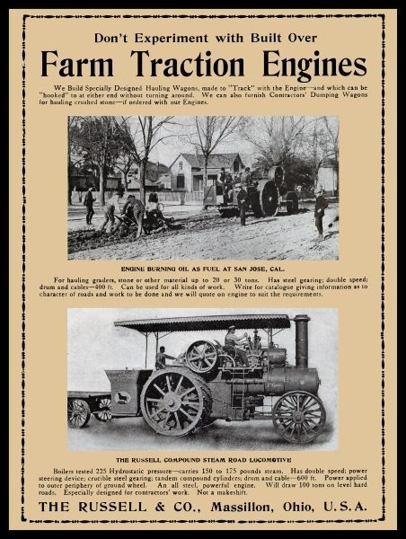 1906 Russel & Co. of Massillon OhiO Farm Traction Engines NEW METAL SIGN: 9×12&Prime;