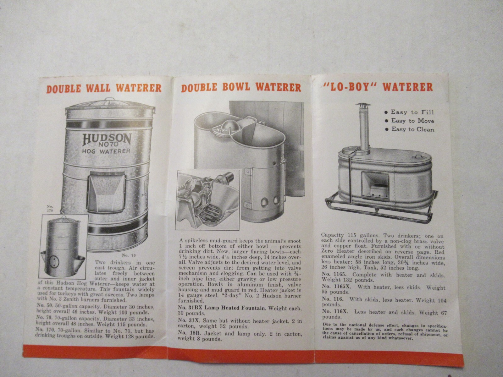 Hudson Manufacturing Co. Advertising Hog Waterers Heaters.