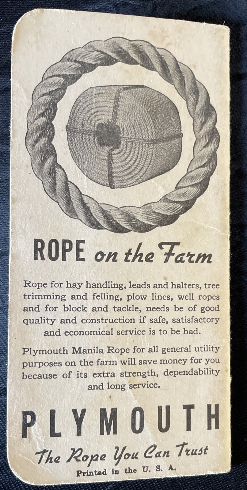 Set Of 2: 1938/39 & 1940/41 Plymouth Binder Twine Cordage Co. Pocket Note Books