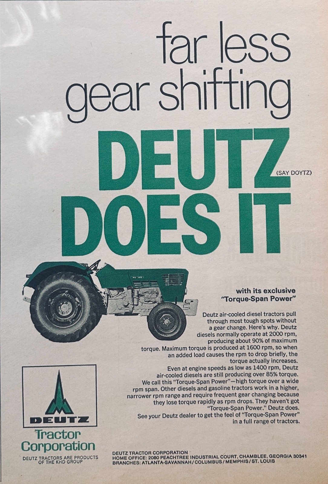 Lot of 2 Unique Deutz Tractor Ads in this Set of 3 #893 from 1972
